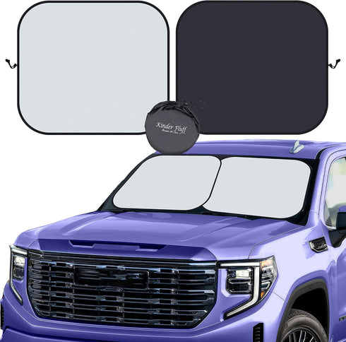kinder Fluff Patented Windshield Sun Shade for Cars - The Only Certified Car Window Shades Blocking 99.9% UVR - Automotive Sunshades for Cars, SUV...