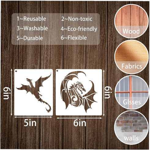 20 Pieces Dragon Stencils Template Reusable Mylar Craft Stencils for Painting on Wood Canvas Walls Decorations DIY Projects (20 dragon)...
