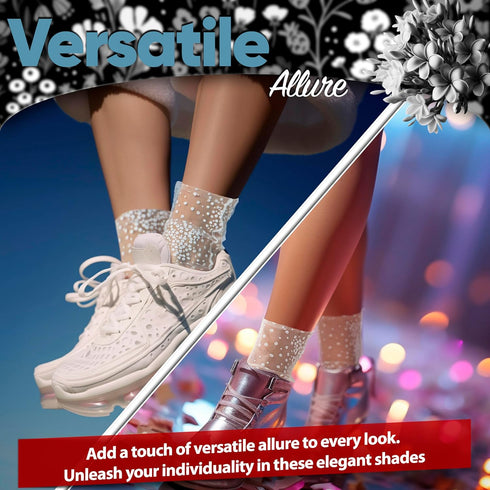 White Translucent Tiny Daisies Socks Women Fashion Sheer Socks - See Through Mesh Socks for Women - Floral Tulle Socks (US sizes 5-8)...