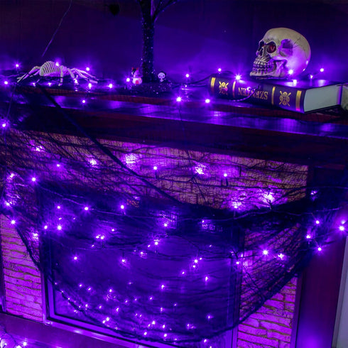 PEIDUO Halloween Decorations Outdoor, 82 FT 200 LED Purple String Lights, Motion Sensor Controller Sync with Spooky Music, Twinkle Fairy Lights fo...