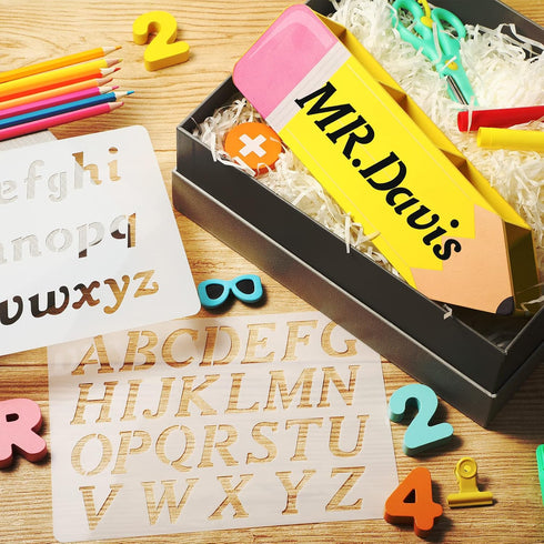 Containlol Teacher Appreciation Gifts Teacher Name DIY Pencil Holder Pencil Shape Pencil Organizer Teachers' Day Teacher Birthday Supplies for Wom...