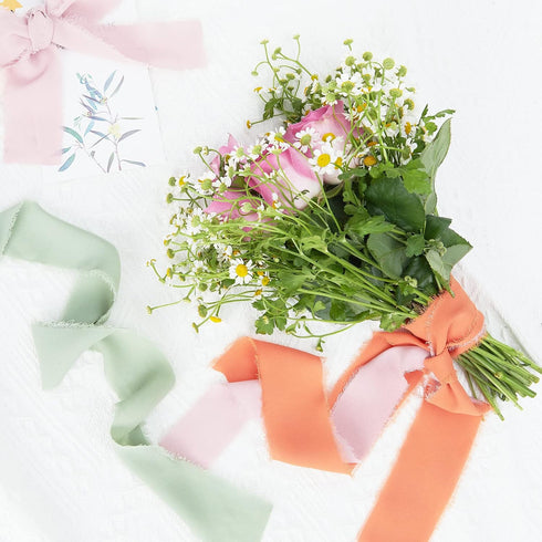 4 Rolls Sage Green Handmade Fringe Chiffon Silk Ribbon 1"x 5Yd Per Roll,Frayed Edges Ribbon for Gifts Wrapping,Wedding Decoration,Bridal Bouquets(...