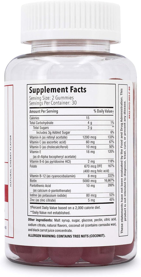 Elon Biotin Gummies for Hair Growth – 60 Count Biotin 5000mcg Per Serving for Hair, Skin and Nails – Vitamin A, Folic Acid, & Vitamin E - Pectin C...