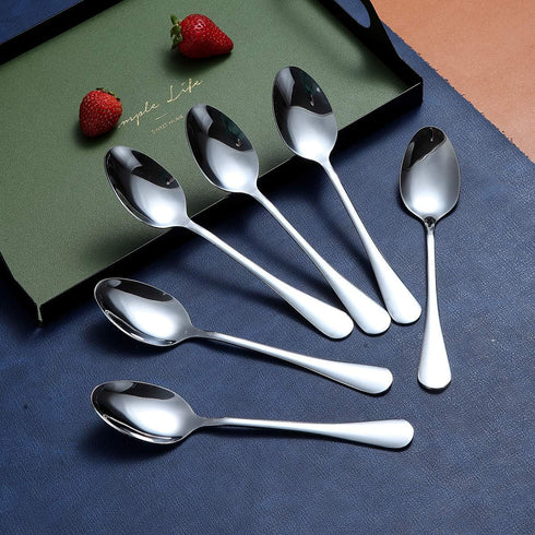 Berglander Teaspoons 6.5" Set of 6, Stainless Steel Shiny Polish Tea Spoons Silverware, Tea Spoon Small Dessert Spoon Teaspoon Sturdy And Easy To ...