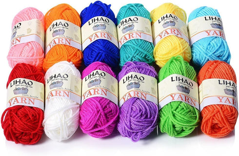 LIHAO 12 Skeins Mini Yarn for Knitting Crochet Craft - 100% Acrylic...