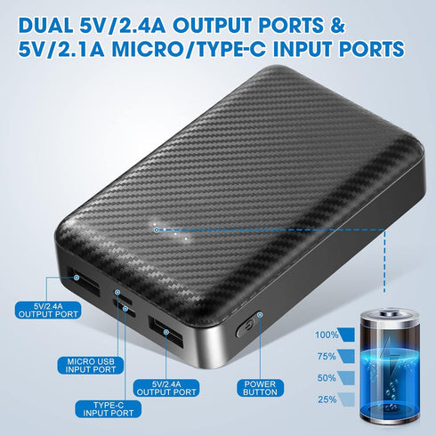 Heated Vest Battery Pack, 5V 2A 10000 mAh Power Bank for Heated Vest Heated Jacket, Dual USB Heated Vest Battery Charger, Battery Phone Charger fo...