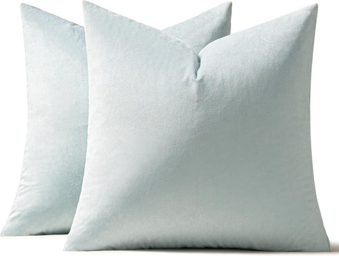 MIULEE Pack of 2 Velvet Pillow Covers Decorative Square Pillowcase Soft Solid Cushion Case for Spring Sofa Bedroom Car 18x18 Inch Baby Blue...