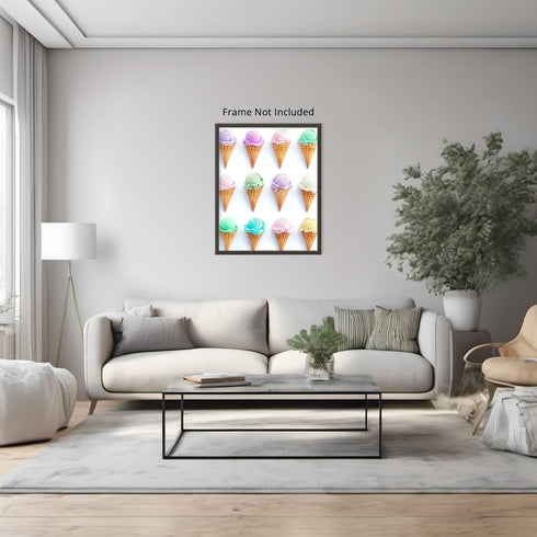 Posterizer 1 pcs-colorful pastel ice cream cones minimal poster 1-Kitchen & Bar Art-Gift for Men Women Teens- Art for Cafe, Restaurant, Coffee Bar...