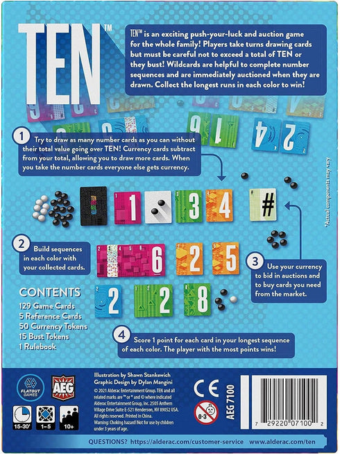 AEG: Ten - Push Your Luck Card Game for The Whole Family | from The Creators of Point Salad | Easy to Learn | Quick to Play | Ages 10 and up | 2-6...