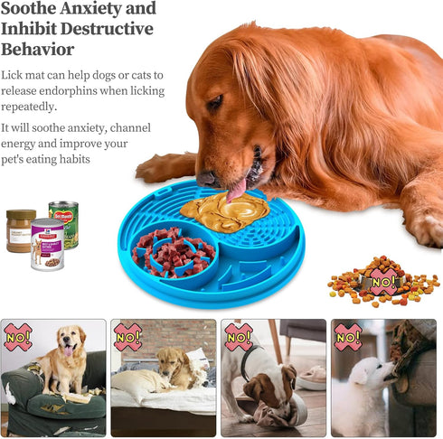 Lick Mat for Dog and Cat Slow Feeder Bowl Licking Pad with Suction Cups Heavy Duty Puzzle Food Treat Toy for Dog Anxiety Relief Cat Boredom Reduce...