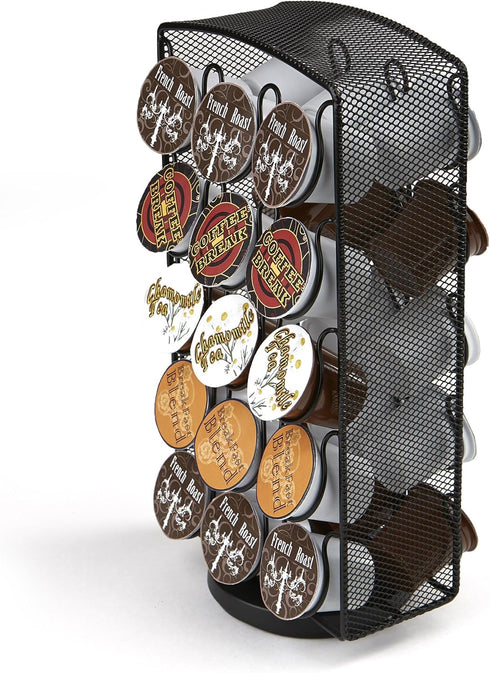 Mind Reader Single Serve Coffee Pod Carousel, 30 Pod Capacity, Breakroom, Metal Mesh, 6.75"L x 6.25"W x 12.5"H, Silver...