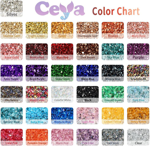 Ceya 5.3oz/ 150g Crushed Irregular Glass Rose Gold Metallic Crystal Chips Broken Glass Glitter 2-4mm Craft Glitter for Nail Arts Epoxy Resin Coast...