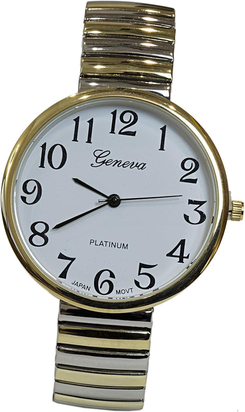 Super Large Face Easy to Read Two-Tone Stretch Band Watch...