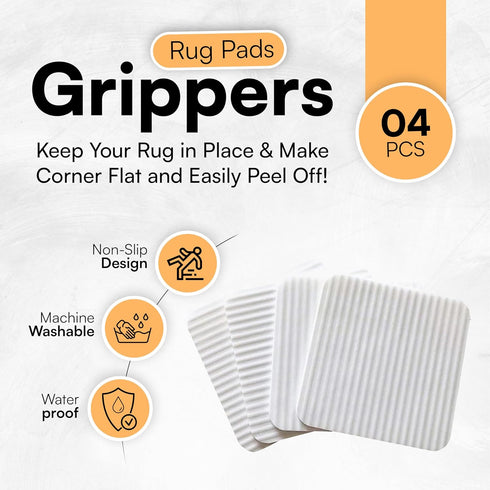 4 PCS Rug Pad Gripper for Hardwood Floors, Non Slip Rug Pads, Under Rug Carpet Tape, Keep Rugs in Place, Reusable, Washable, New Material...