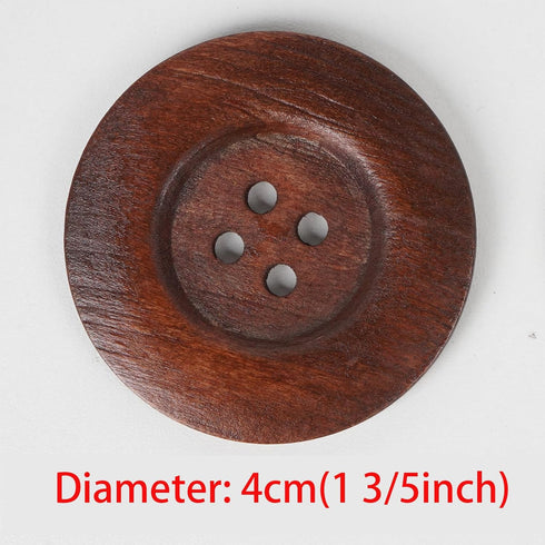 Chenkou Craft 20pcs Big Size 40mm(1 1/2") Brown Round Wood Buttons 4 Holes Craft Sewing Button (Light Brown, 40mm)...