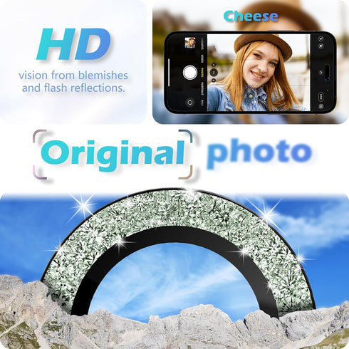 imluckies for iPhone 15 - iPhone 15 Plus Camera Lens Protector Bling, HD Clear Aluminum Alloy Individual Ring, 9H Tempered Glass Camera Back Scree...