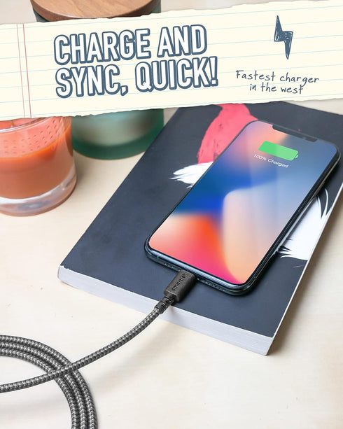 Smartish USB-C to Lightning Cable for iPhone 15/14 - Crown Joule - 6 Foot Universal Fast Fabric Wrapped Charging Cable - Apple MFi Certified for i...