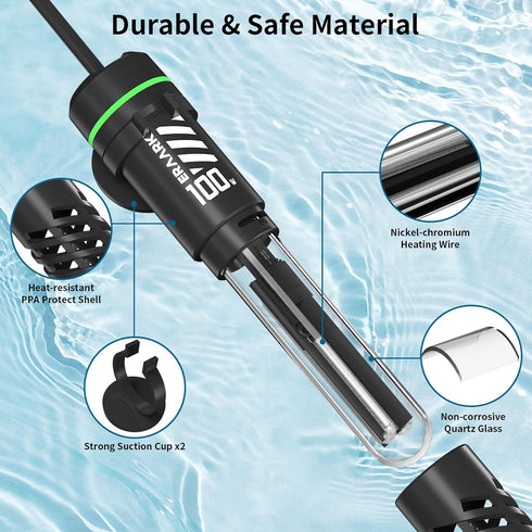 50W 100W Small Submersible Aquarium Heater, Constant Temperature 77?, Betta Fish Tank Heater Suitable for Saltwater and Freshwater, 5/10/20 Gallon...