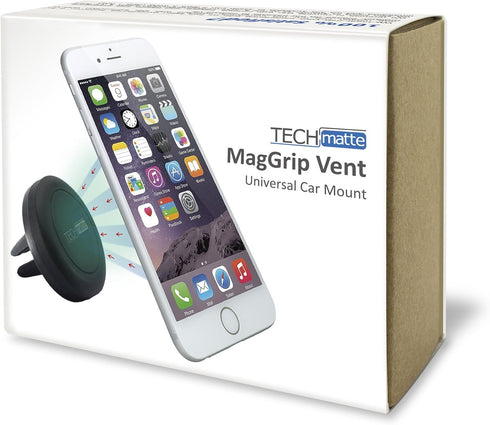 TechMatte Car Mount, MagGrip Air Vent Magnetic Universal Car Mount Holder for Smartphones Including iPhone 7, 6, 6S, Galaxy S7, S7 Edge Black, Por...