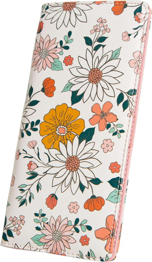 Ultra Slim Thin Leather Women Wallet Rfid Blocking Credit Card Holder Bifold Clutch (White Floral)...