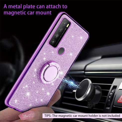 Case for TCL 30 XL (6.82-inch) Cover ShockProof Protector with Strap Lanyard Holder Ring for Girls Women Glitter Sparkle Bling Cute Phone Case for...