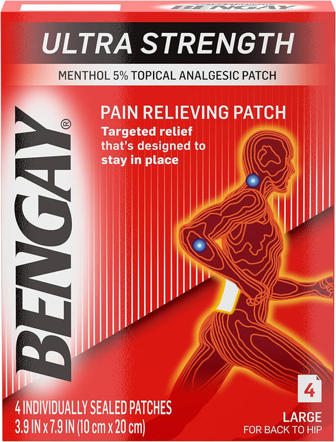 Bengay Ultra Strength, Pain Relieving Patch, Large Size, 4 Count...