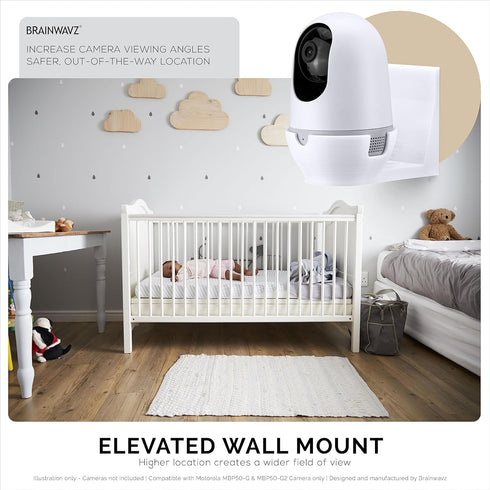 Adhesive Wall Mount for Nooie Cam 360 Baby Monitor Camera Shelf Holder, Easy to Install, No Tools Needed, No Mess, No Drilling, Strong Mount, Whit...
