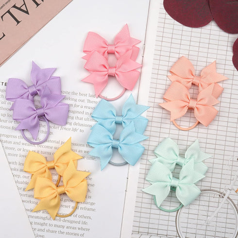 50PCS 2Inch Hair Bows Ties Baby Girls Kids Children Rubber Bands Grosgrain Ribbon Hair Bows Elastic Hair Ties Bands Ponytail Holders Hair Accessor...