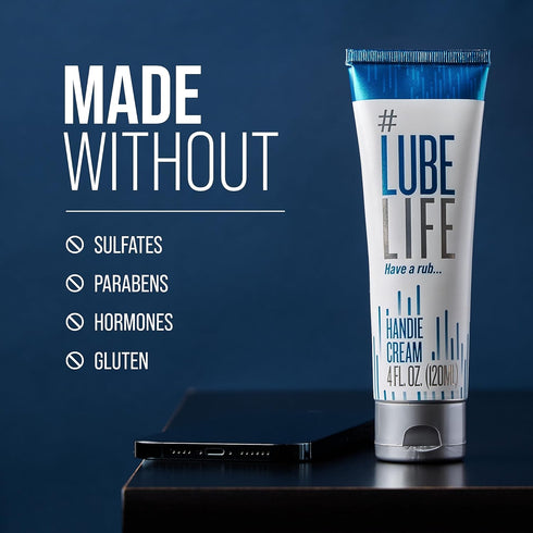 Lube Life Handie Cream, Water-Based Lube for Men and Couples, Made with Natural Ingredients, Creamy Texture, 4 Fl Oz...