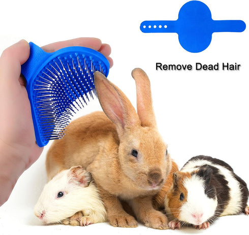 4 Pieces Bunny Grooming Kit with Rabbit Grooming Brush Pet Hair Remover Pet Nail Clipper Pet Comb Shampoo Bath Brush with Adjustable Ring Handle f...