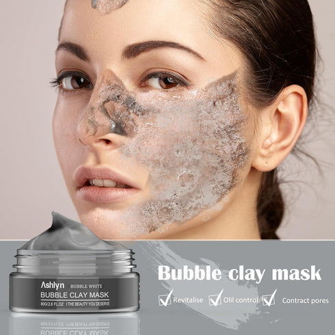 Ashlyn 3 PCS Clay Mask Set, Green Tea Clay Facial Mask, Rose Face Masks Skincare, Dead Sea Bubble Deep Cleanse Mask, Organic Facial Masks for Wome...
