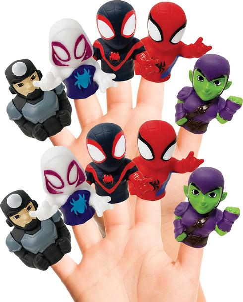 Spidey & His Amazing Friends 10 Piece Finger Puppet Set - Party Favors, Educational, Bath Toys, Floating Pool Toys, Beach Toys, Finger Toys, Playt...