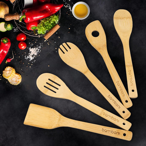 Bamboo Cooking Utensils - Bamboo Kitchen Utensils Wood Spoons For Cooking Bamboo Spoons For Cooking Wooden Spoon Set...