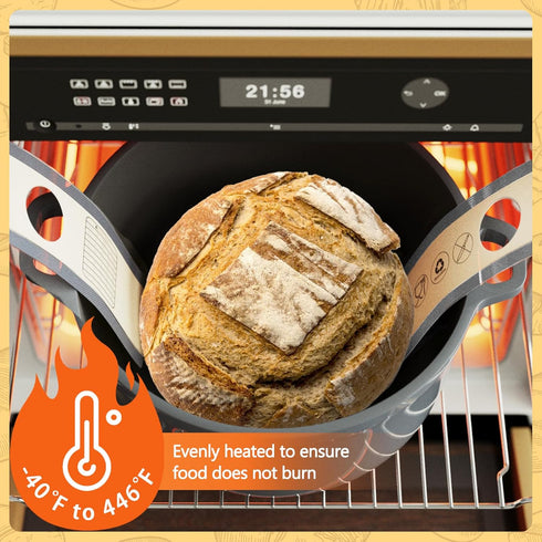 2PCS Silicone Bread Sling for Dutch Oven - Platinum Silicone, Reusable Non-Stick & Easy Clean Baking Mat Supplies, Extra Long Handles for Easy Sou...