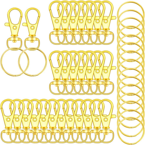 104PCS Swivel Snap Hooks with Key Rings, Metal Lobster Claw Clasp, Keychain Rings for Crafts (Gold, 1.2inch(32mm)...