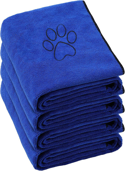 Chumia 4 Pack Dog Towels for Drying Dog Large Microfiber Dog Towels Grooming Towels Absorbent Soft Pet Bath Towels with Embroidered Paw for Small ...