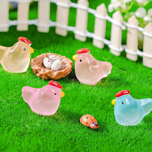 30PCS Luminous Mini Resin Chicken Glow in The Dark Tiny Chicken Figurines Animals Decoration Micro Garden Landscape Aquarium Dollhouse Ornament Ac...