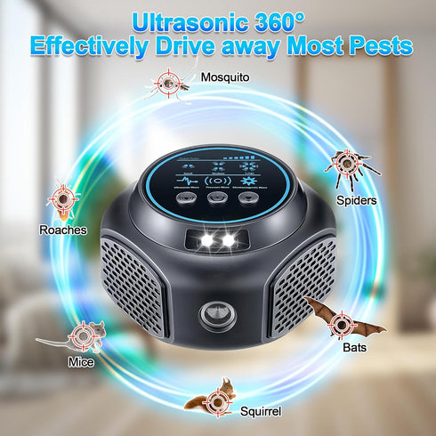 Ultrasonic Rodent Repellent Plug in - 360° Indoor Ultrasonic Mouse Repellent for Rat, Spider, Mosquito, Roach, Bat, Squirrel, Rat Repeller...