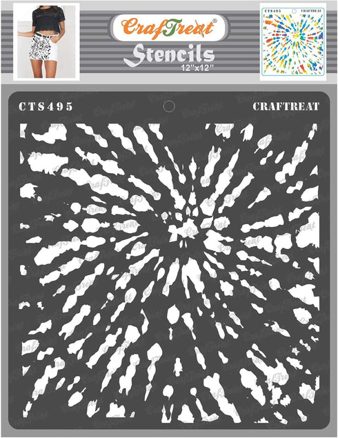 CrafTreat Reusable Wall Texture Stencils for Painting on Wood, Canvas, Paper, Fabric, Floor, Wall and Tile - Tie and Dye - 12x12 Inches - DIY Art ...