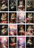 Decoupage Paper Pack (35 Sheets 6"x8") Funny Fancy Cats Wearing Victorian Era Dresses in Pink Castles FLONZ Vintage Illustration Pictures Cards fo...