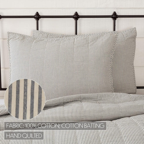 VHC Brands Hatteras Seersucker Blue Ticking Stripe Standard Sham 21x27...