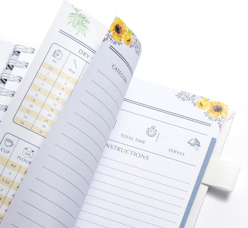 OUTSHINE 6 x9 Sunflower Hardcover Recipe Binder, Blank Recipe Binder to Write in Your Own Recipes, Recipe Binder, Recipe Book Blank, Recipe Notebo...
