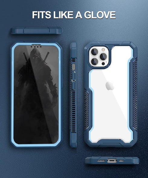 ANSHOW for iPhone 12/12 Pro Case, 360 Full Body Rugged Case with Built-in Screen Protector, Hard PC Clear Back with Soft Silicone Bumper, Wireless...