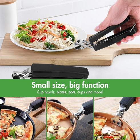 SS SUNSBELL Stainless Steel Anti-Scalding, Hot Bowl Dish Plate Gripper Clips, Thickened Tongs Clamp Holder with Silicone Handle for Moving Hot Pla...