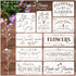 Flower Market Stencil for Crafts Spring Farmhouse Stencils for Painting on Wood Burning Wall, Large Garden Kitchen Embroidery Stencils Paint Art H...