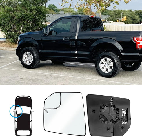 Left Driver Side Mirror Glass Heated Blind Spot Mirror Side Rear View Heated Convex Mirror Replacement for Ford F150 2015-2020...