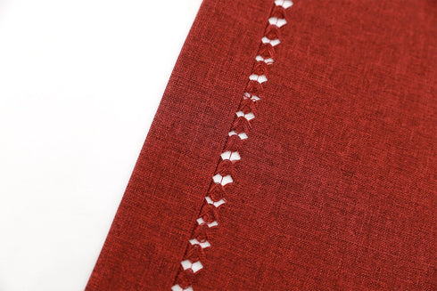 Grelucgo Handmade Hemstitched Polyester Rectangle Table Runners Dresser Scarves, Cranberry 14x84 inch...