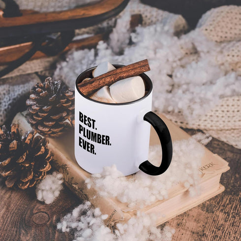 3dRose mug_185013_4 Best Plumber Ever Fun Plumbing Job Appreciation Gift Black Text Two Tone Mug, Black, 11 oz...