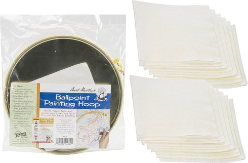 Aunt Martha's Ballpoint Metal Painting Hoop 10 inches Bundle with Replacement Blotters 12 Sheets...