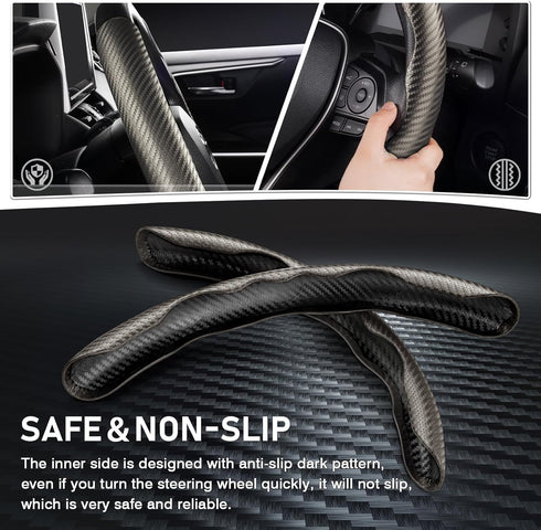 Cartist Steering Wheel Cover, Carbon Fiber Steering Wheel Cover, Car Steering Wheel Cover for Men/Women, Anti-Slip, Comfortable Grip, Durable, Uni...